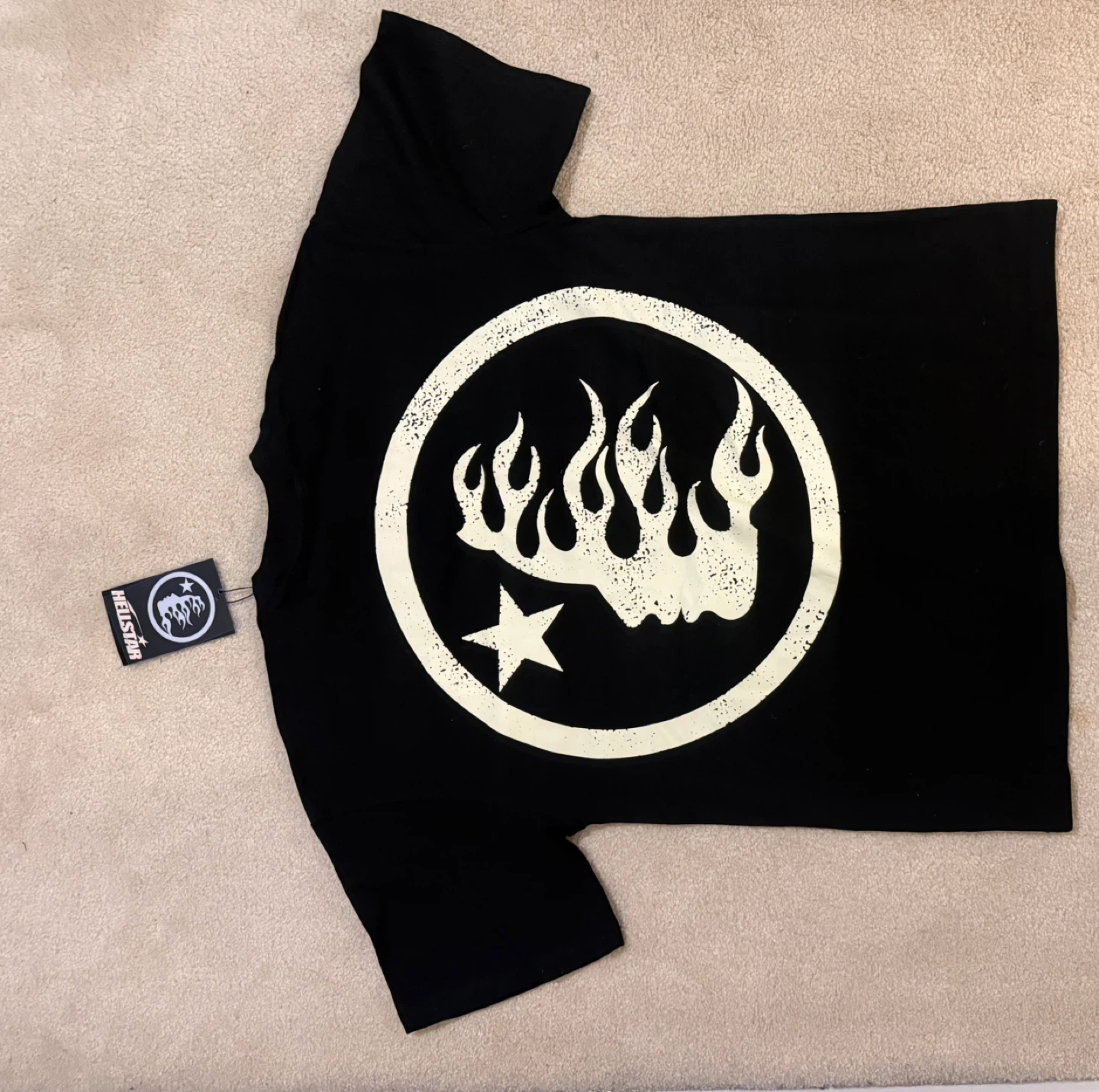 Hellstar Black T-Shirt with Flames and Star Graphic - photo 2