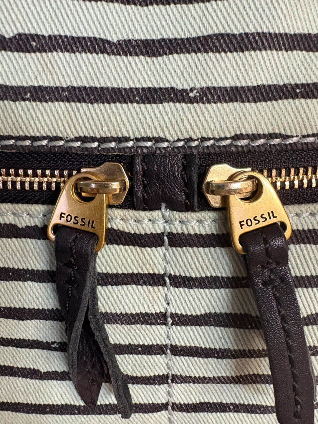 Fossil “Erin” Mint Green and Black Striped Canvas Crossbody Bag - photo 5