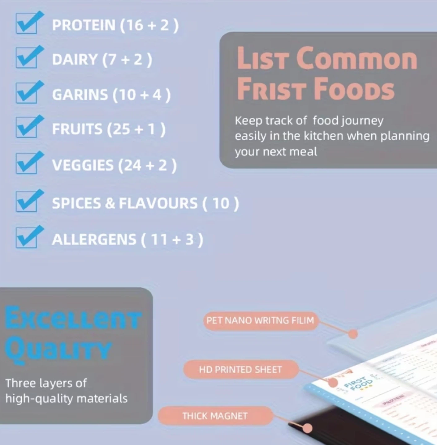 First Food Magnetic Food List Tracker Board - photo 2