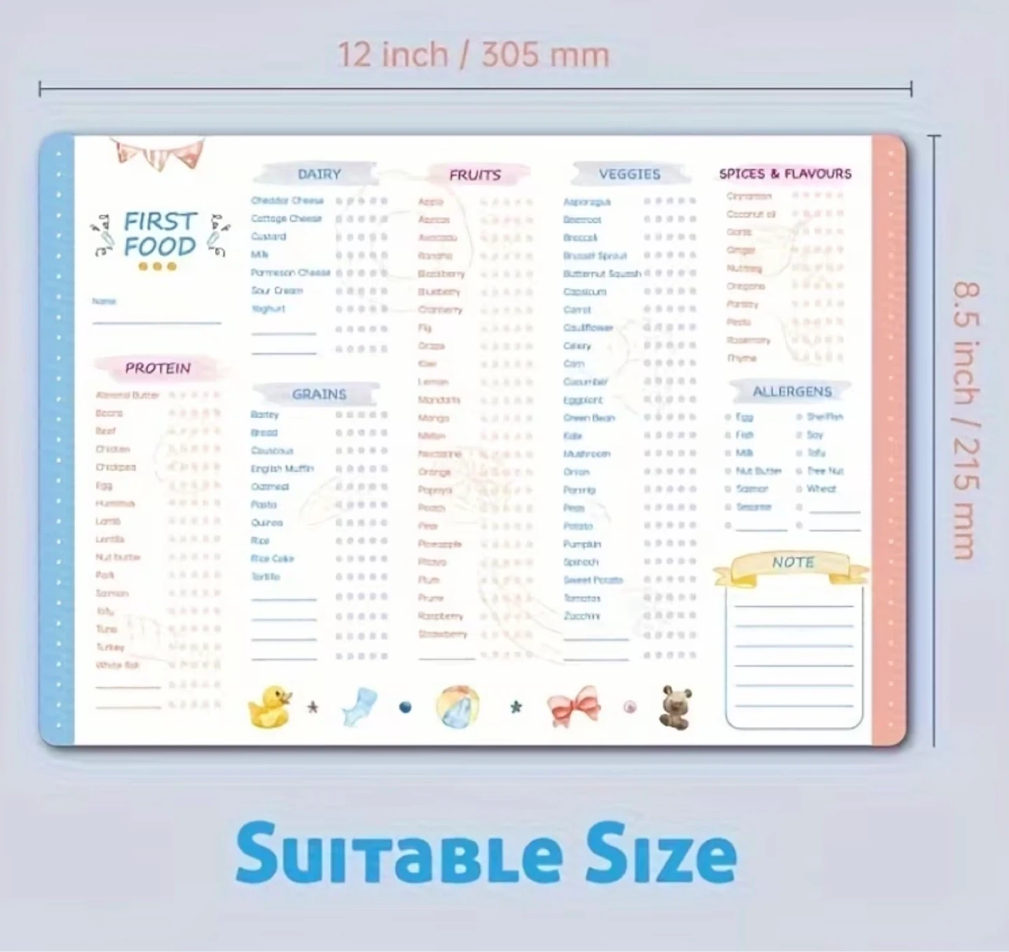 First Food Magnetic Food List Tracker Board