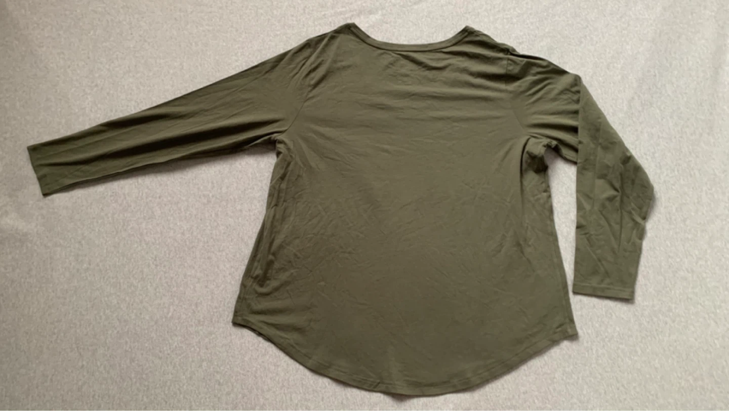 Autumn Theme Long Sleeve V-Neck in Olive Green - Size 2X - photo 3
