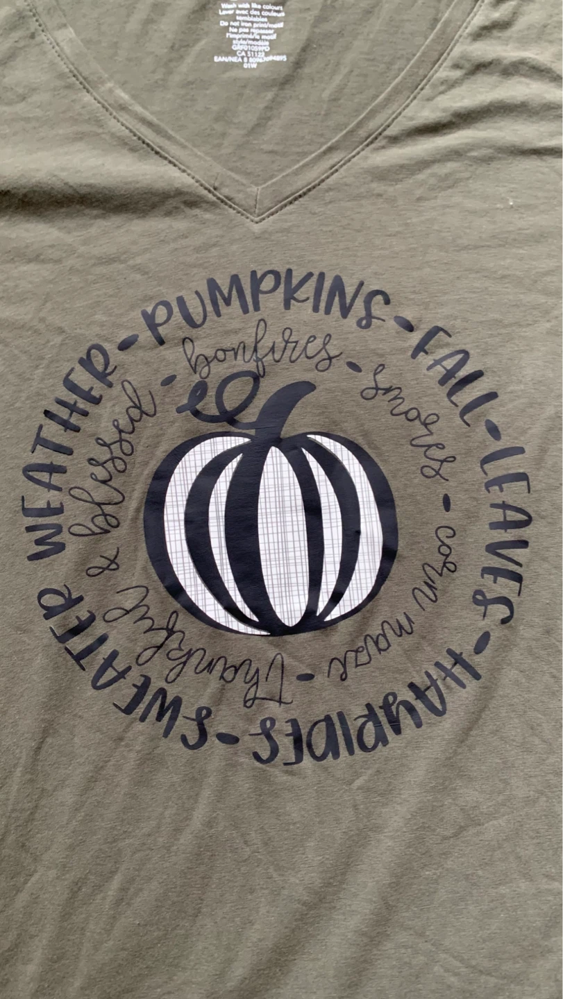 Autumn Theme Long Sleeve V-Neck in Olive Green - Size 2X - photo 2