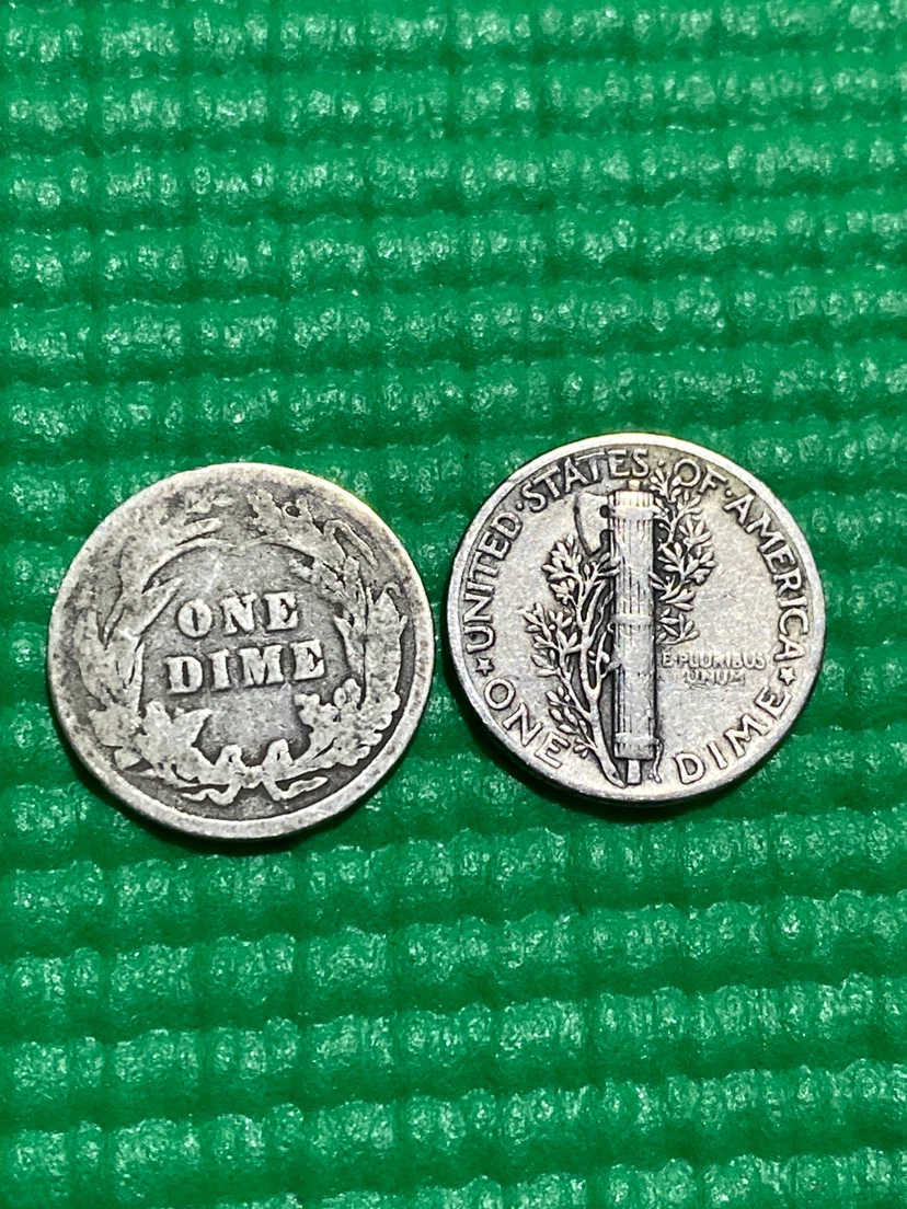 Two US Dimes - 1901 Barber Dime & 1944 Mercury Dime - photo 2