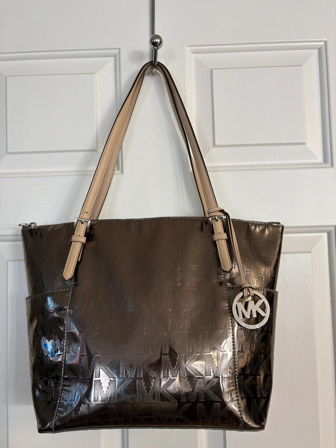 Michael Kors Jet Set Mirror Metallic Tote Bag