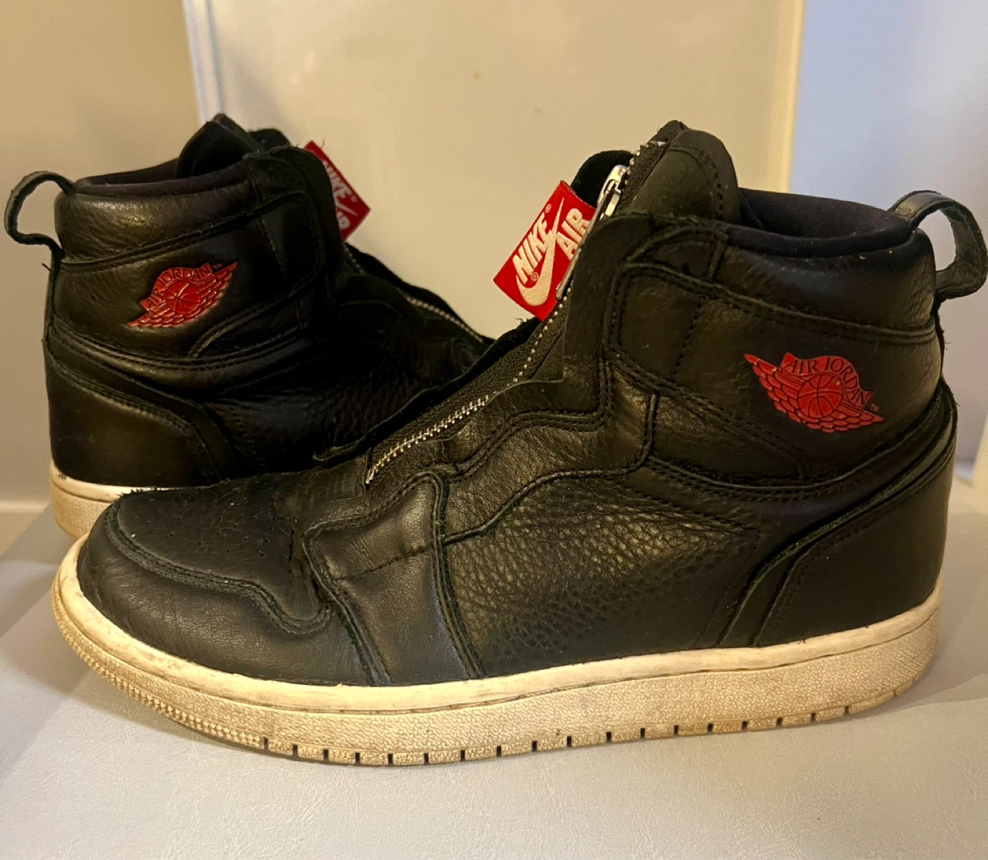 Air Jordan 1 High Zip Black Leather Sneakers