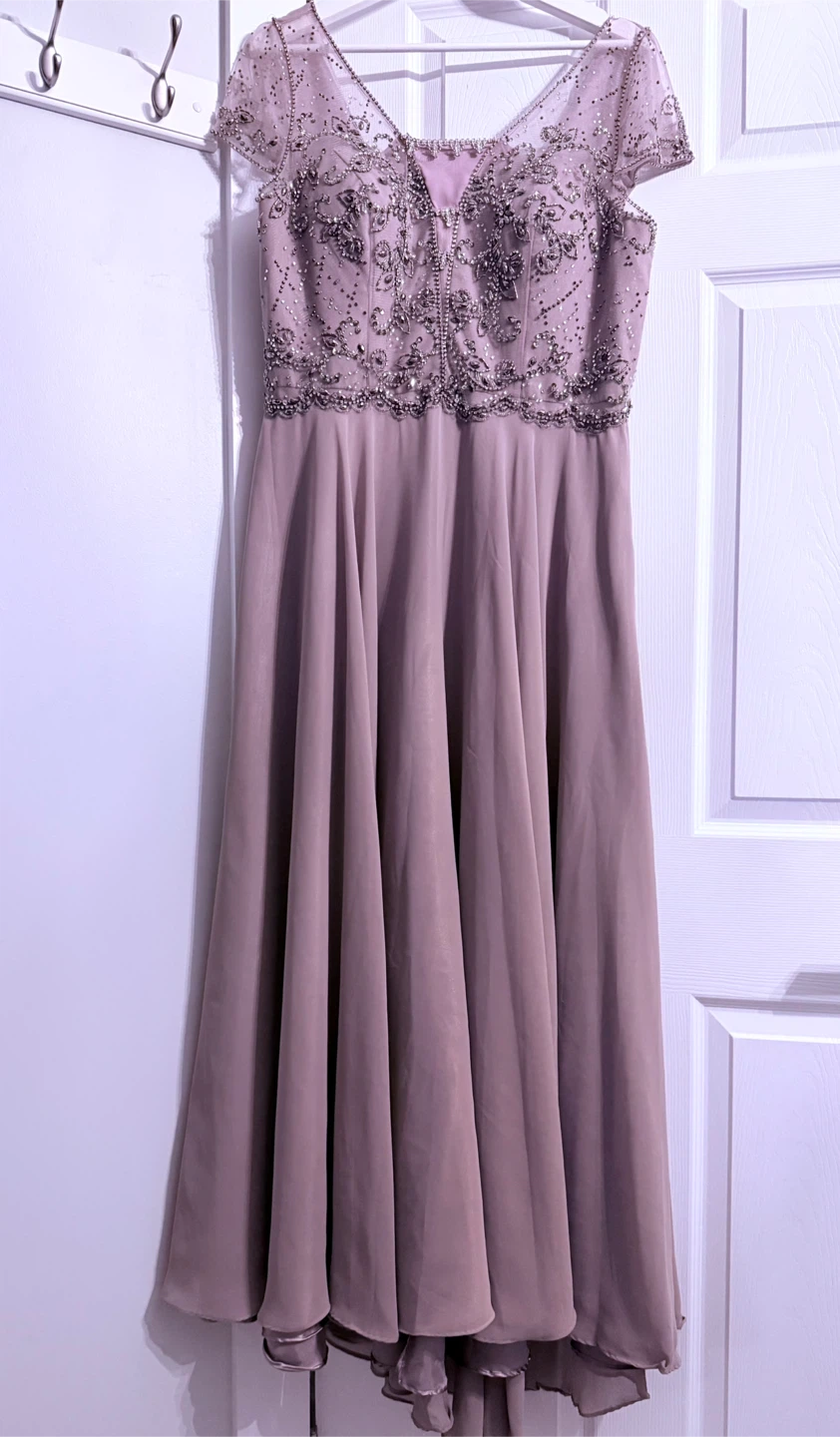 Embellished Cap Sleeve Flowy Chiffon Dress - photo 2