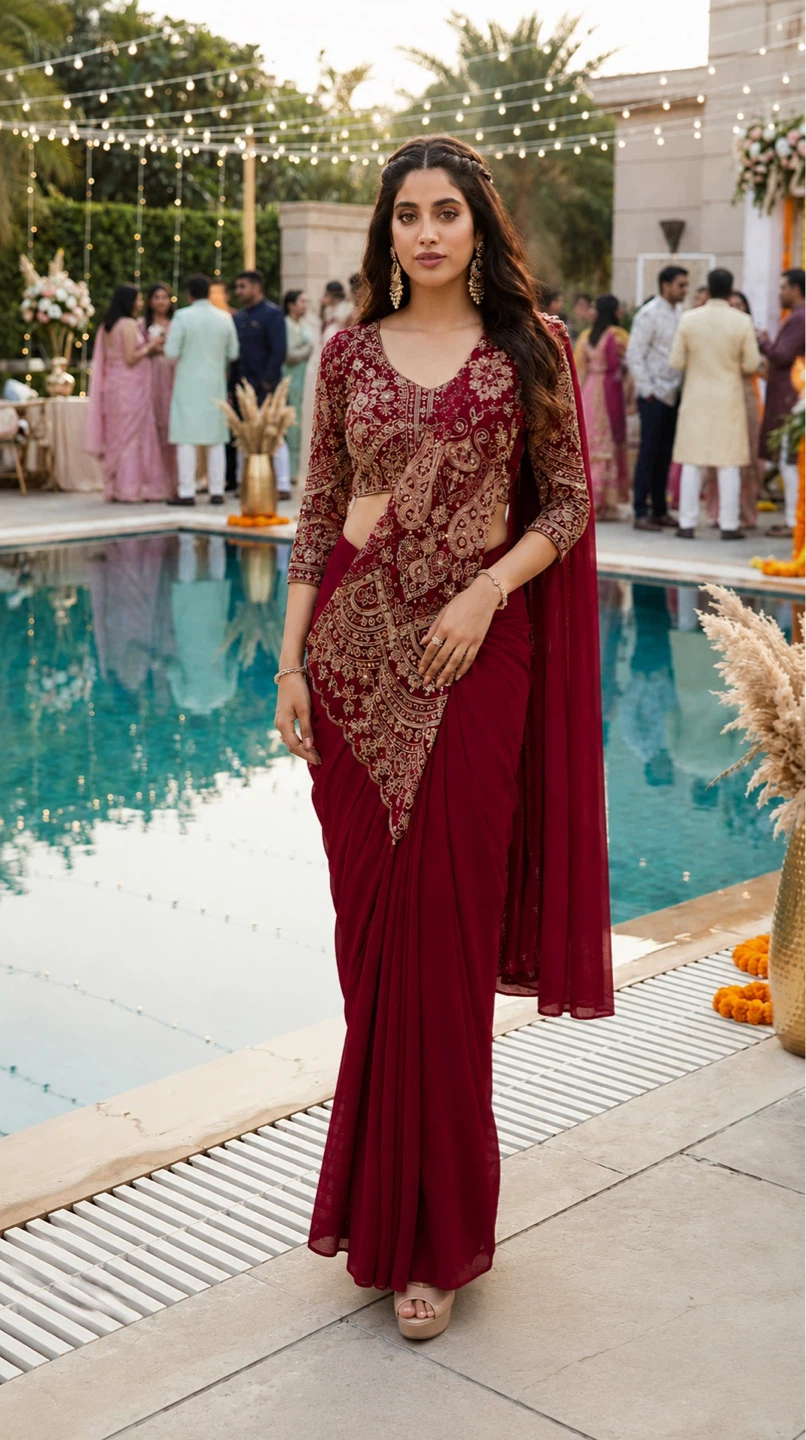 Pre Draped  Saree with stitched Blouse