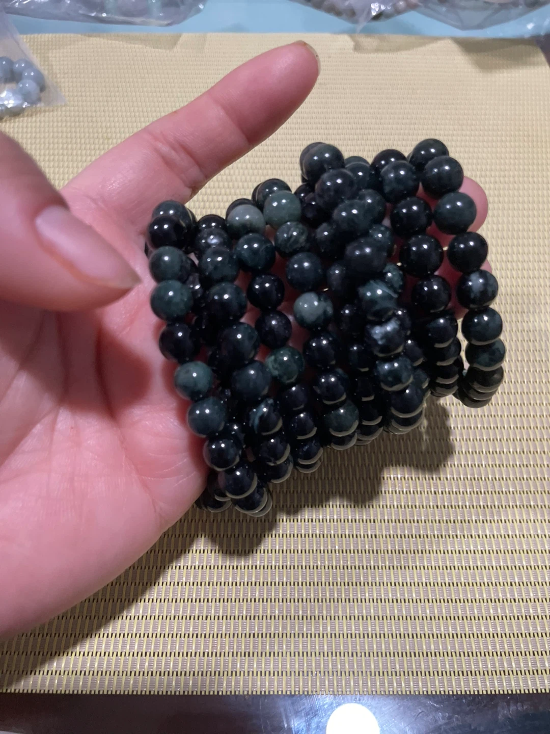 Dark Green Beaded Bracelets (Set of 5) - photo 3