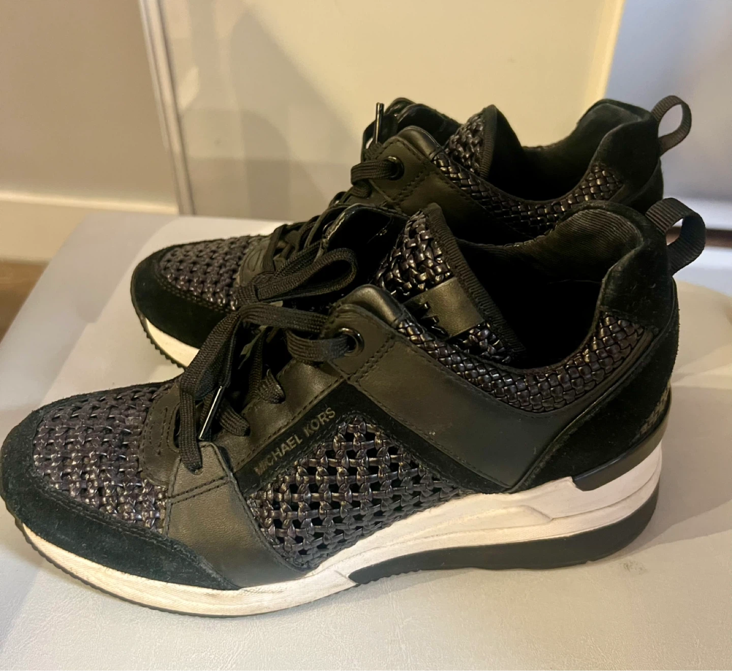 Michael Kors Black Woven Sneakers