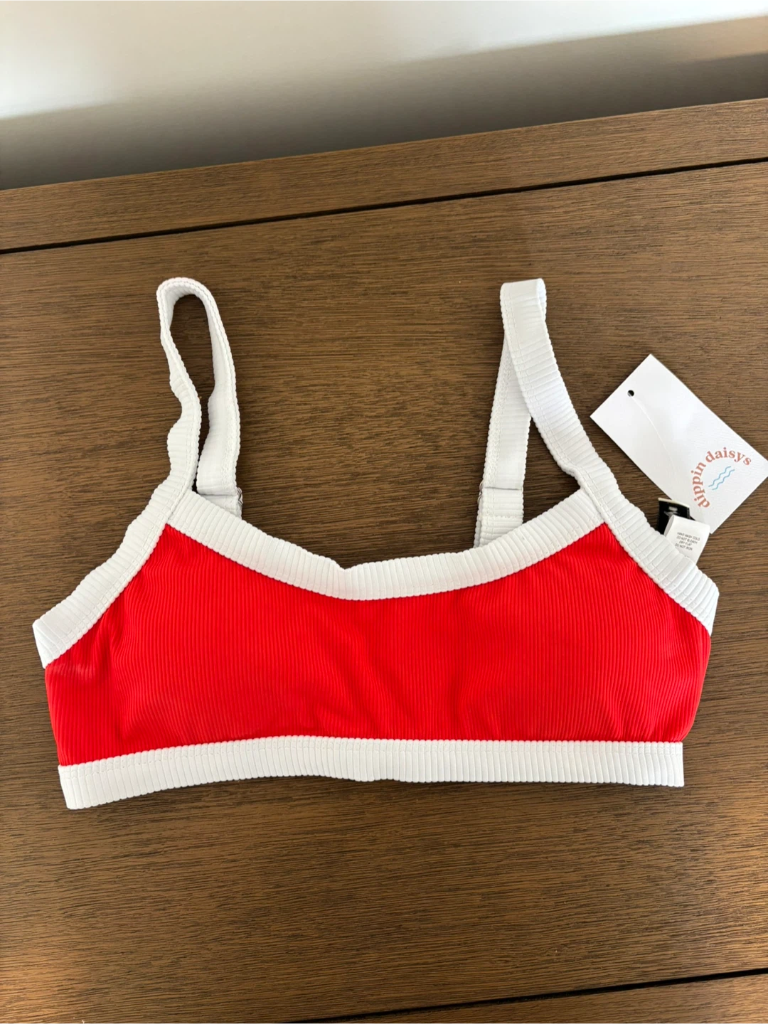 Dippin Daisys Red & White Striped Bikini Top