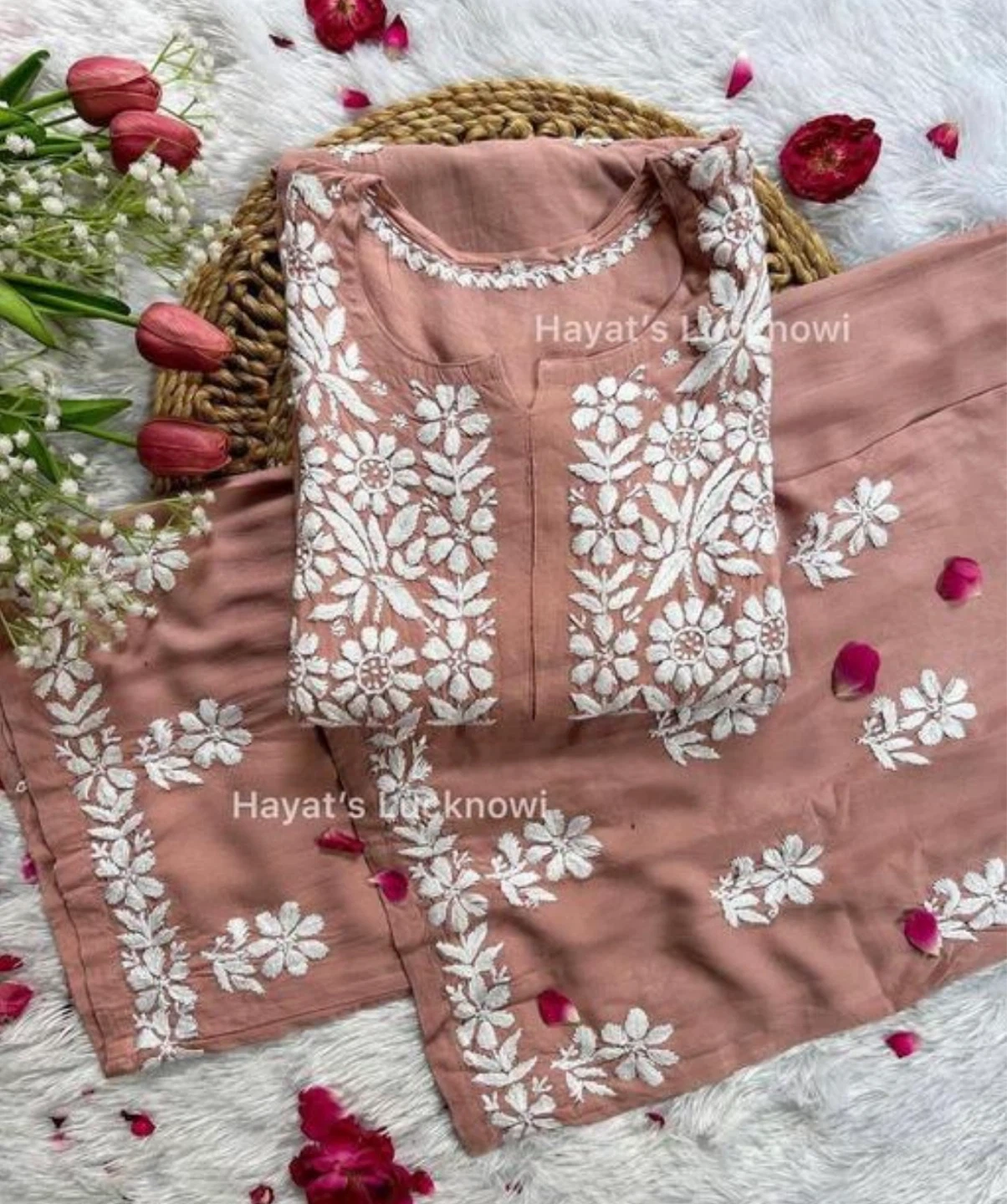 Chickenkari Kurti and Palazzo Set Plus Size