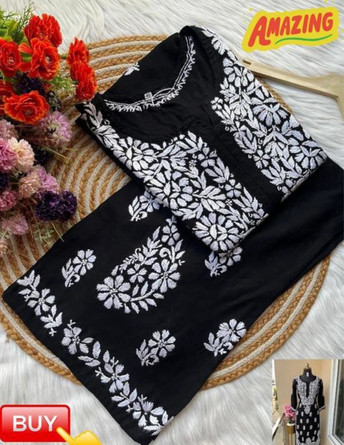 Chickenkari Kurti and Palazzo Set Plus Size - photo 2