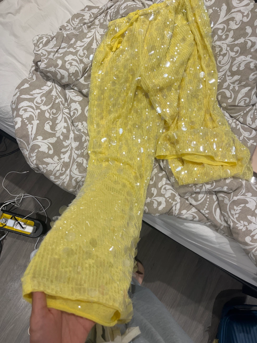 Long Yellow Sequin pants