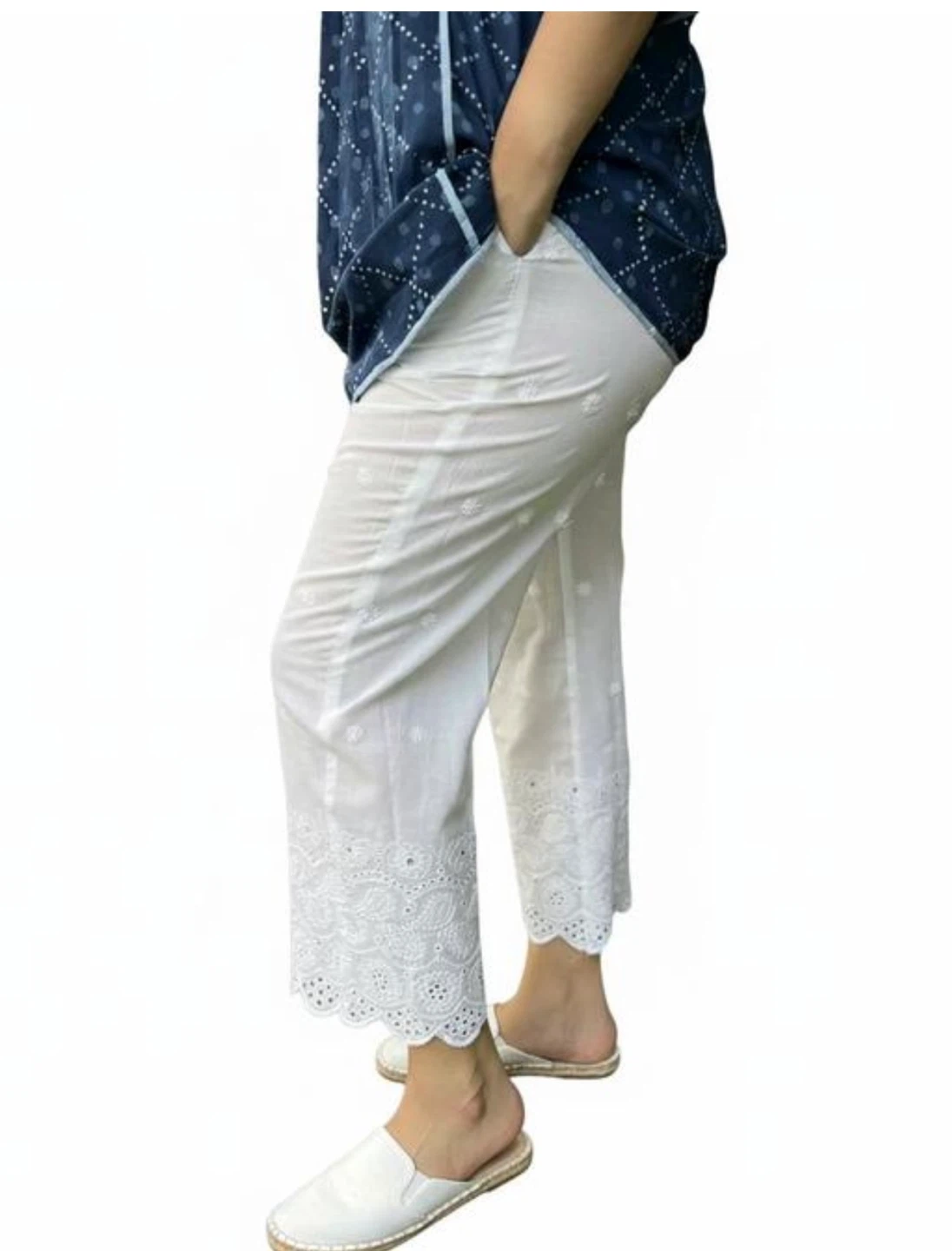 Women's White Chickenkari Palazzo - photo 4