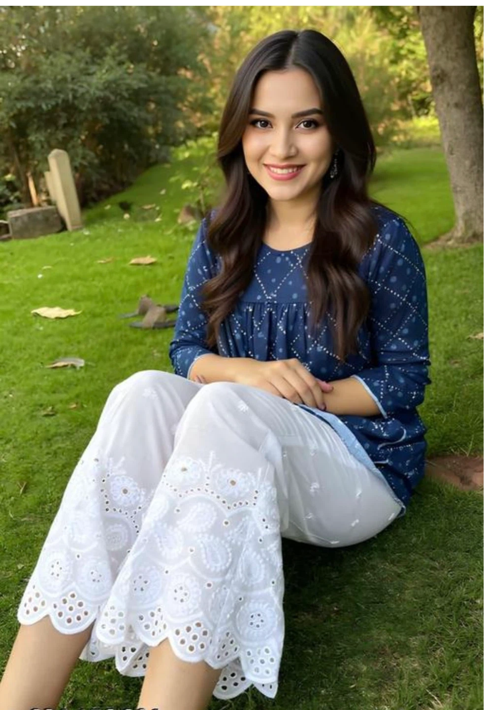 Women's White Chickenkari Palazzo - photo 3