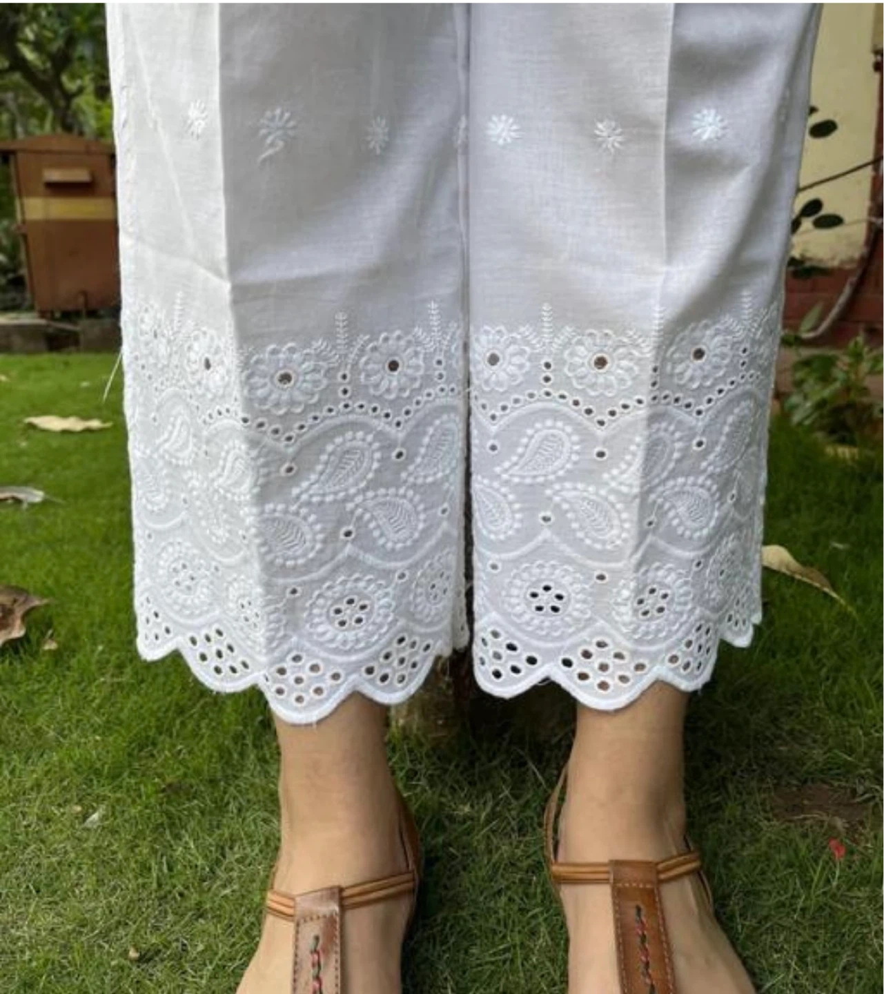 Women's White Chickenkari Palazzo - photo 2