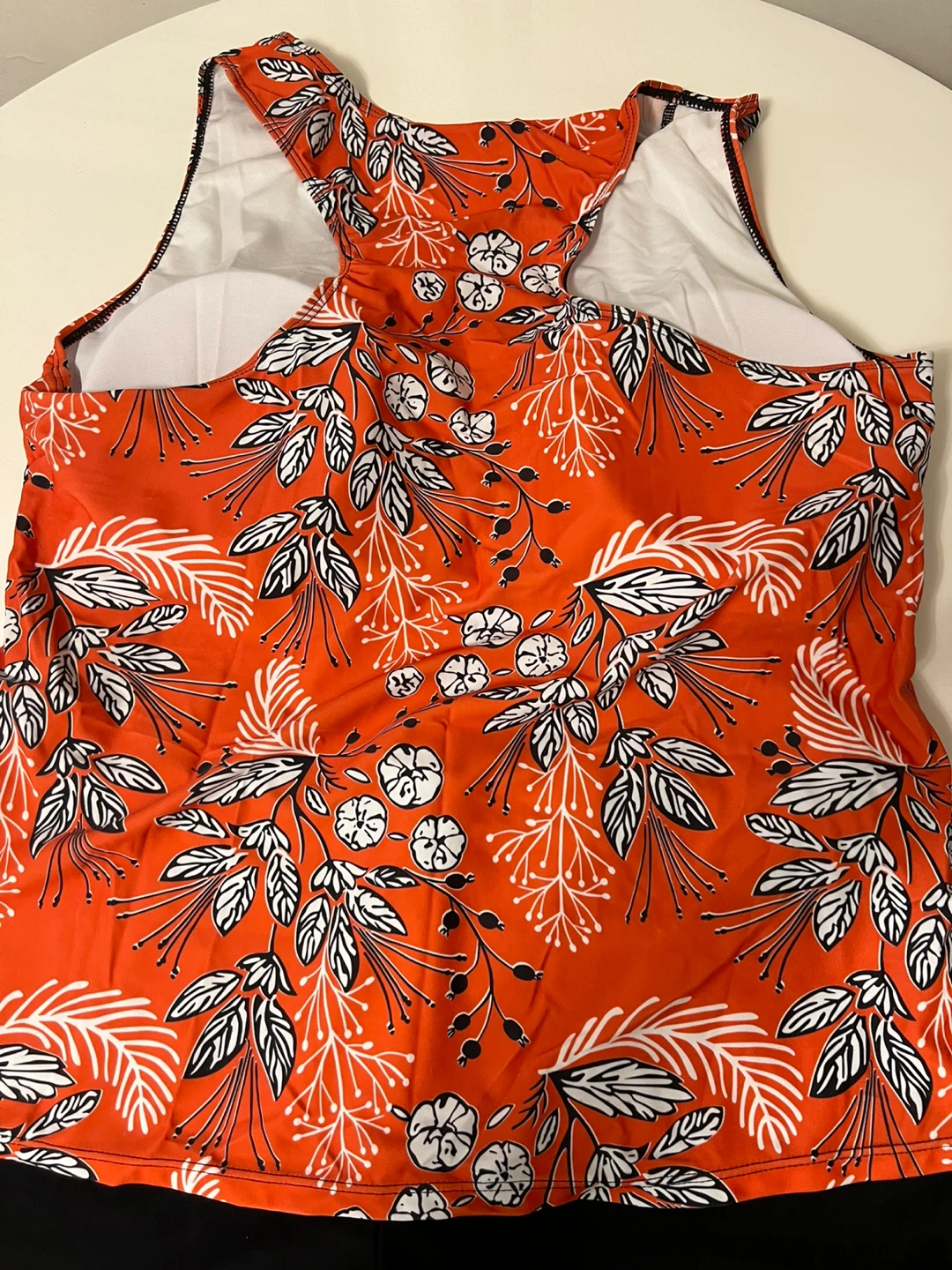 (New) Orange Floral Tankini Swimsuit with Black Shorts - photo 2