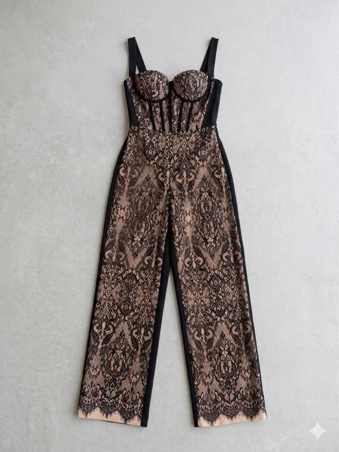 Brand new black and nude lace jumpsuit from Fashion Nova