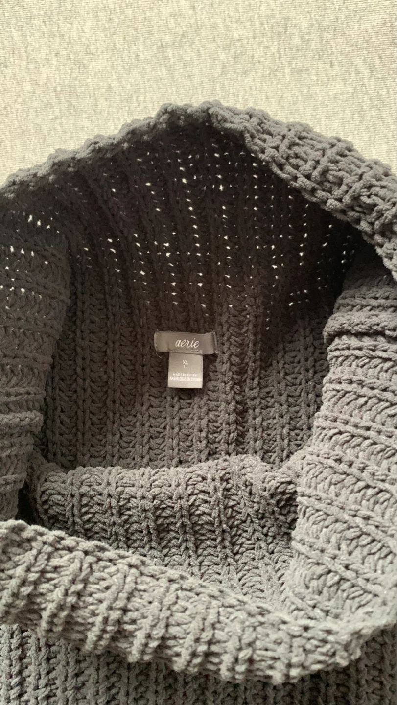 Aerie Grey Chunky Knit Turtleneck Sweater XL - photo 3