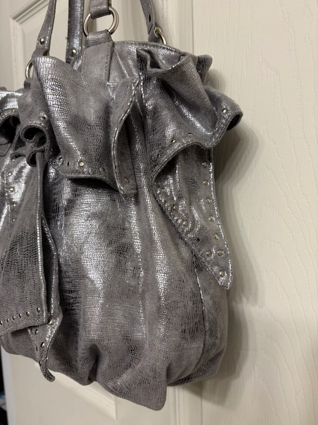 Nine West Silver “Ruffle Scuffle” Hobo/Shoulder Bag - photo 3