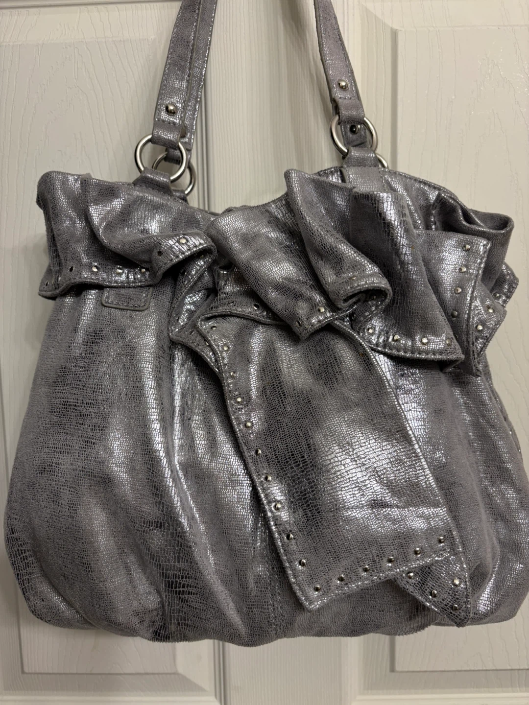 Nine West Silver “Ruffle Scuffle” Hobo/Shoulder Bag - photo 2