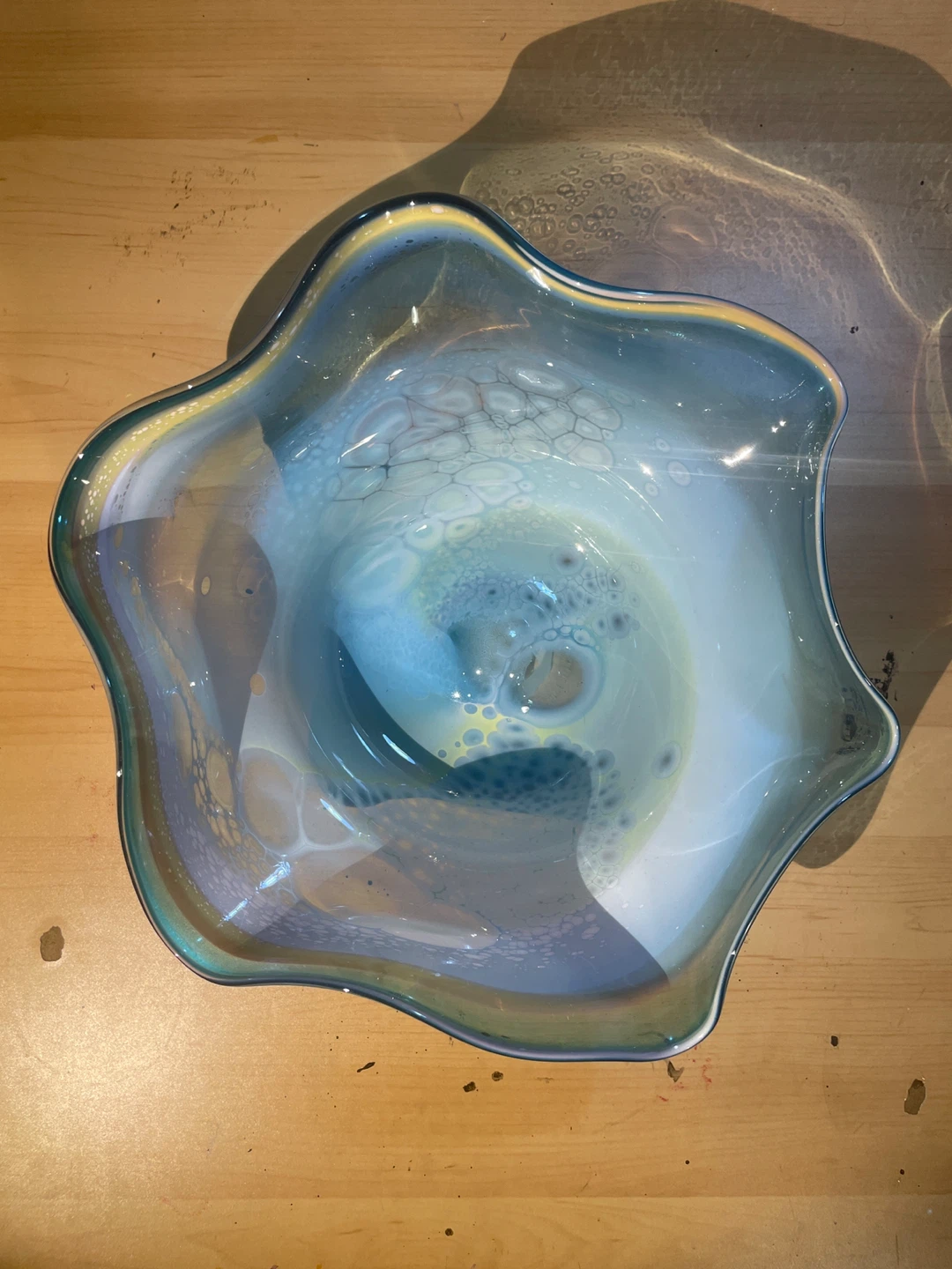 Glass blown wavy bowl (hand made by me) - photo 2