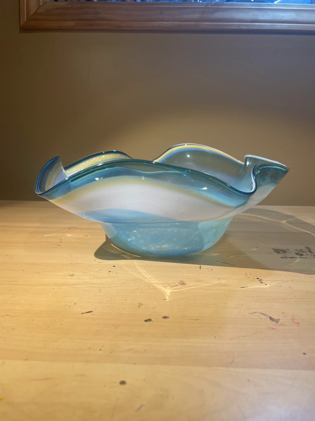 Glass blown wavy bowl (hand made by me) - photo 4