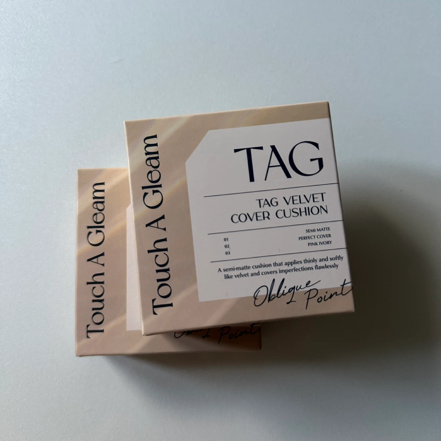 TAG Velvet Cover Cushion - Semi Matte Pink Ivory