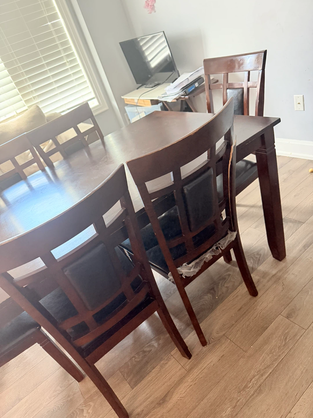 Dark Wood Dining Table Set with 4 Chairs - photo 2