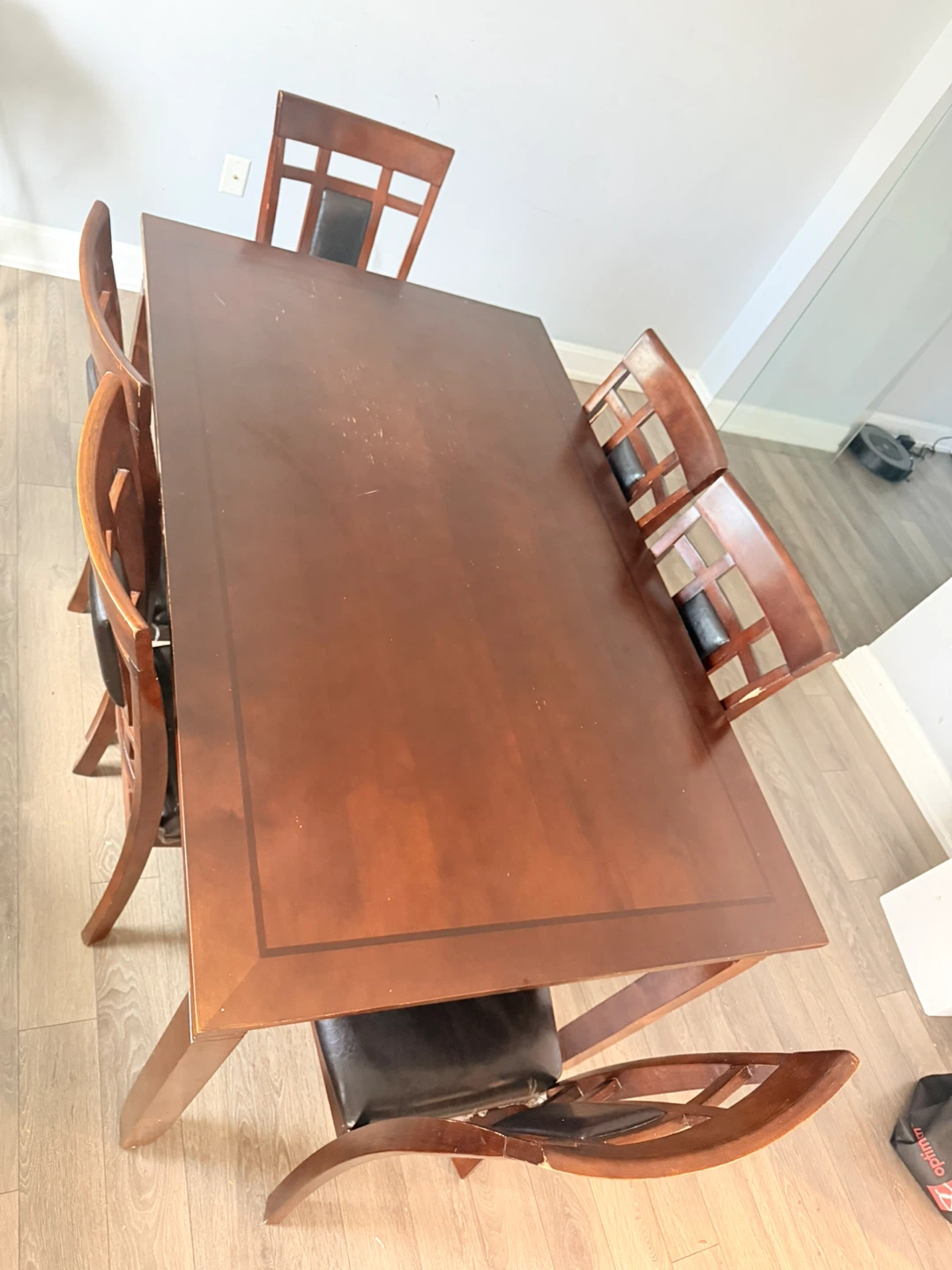 Dark Wood Dining Table Set with 4 Chairs