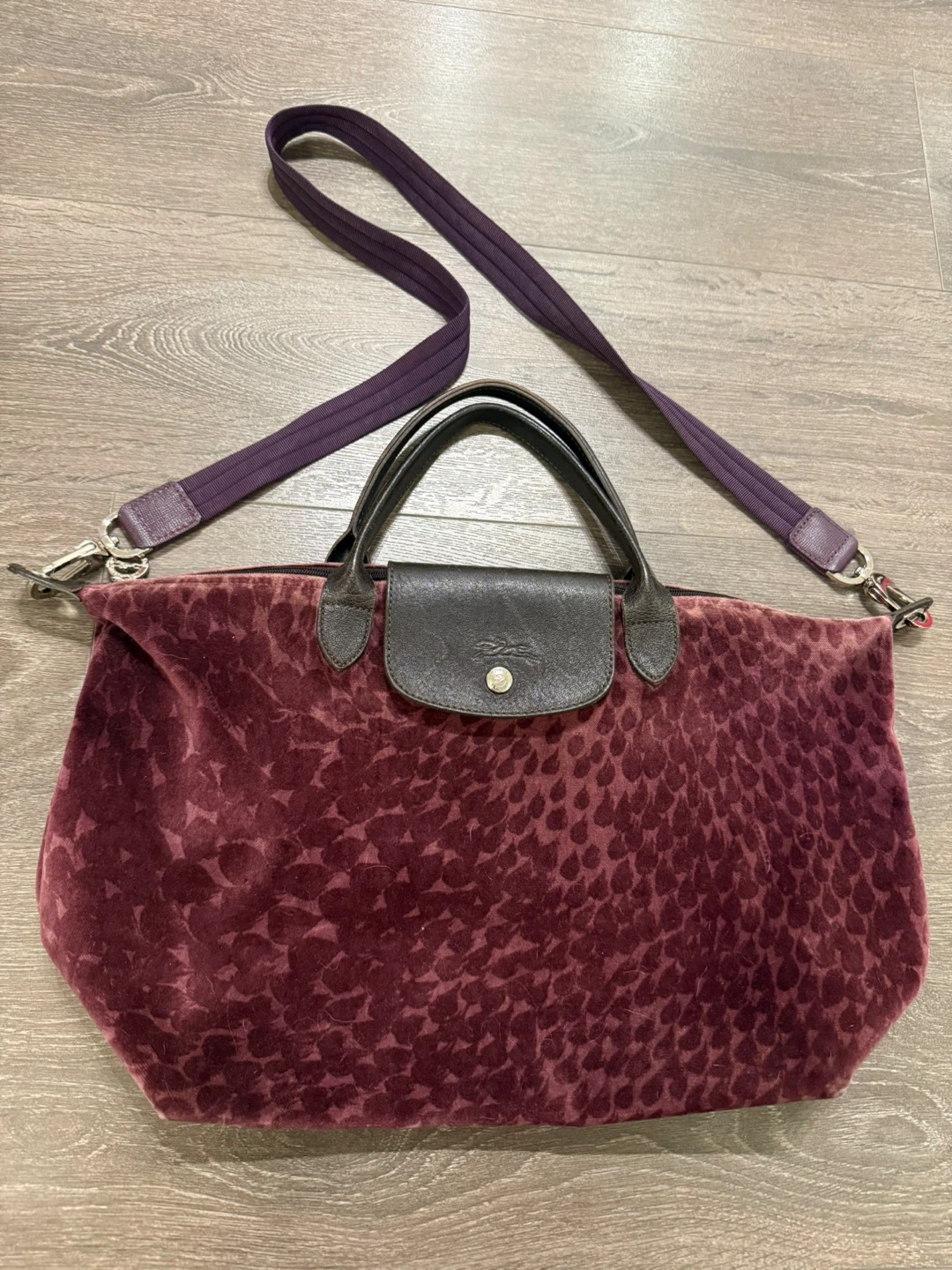 Longchamp Velvet Leopard Print Tote Bag medium