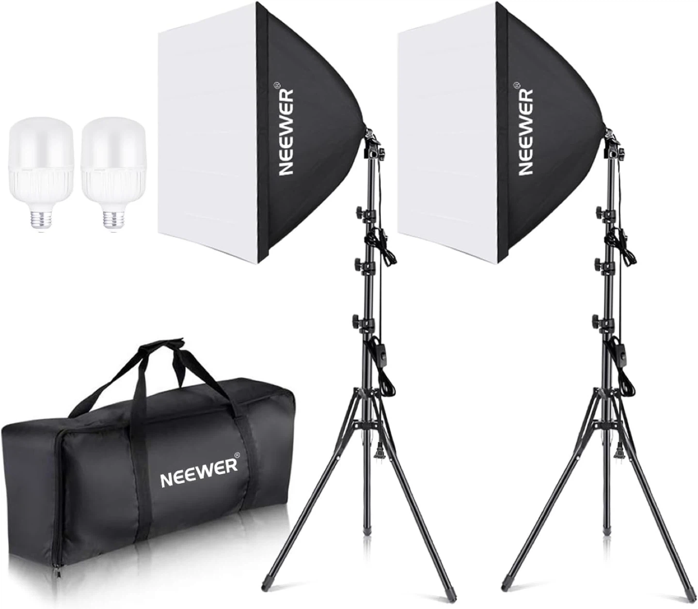 2-Pack Neewer 700W Lighting Kit with Softboxes and Carry Bag 2