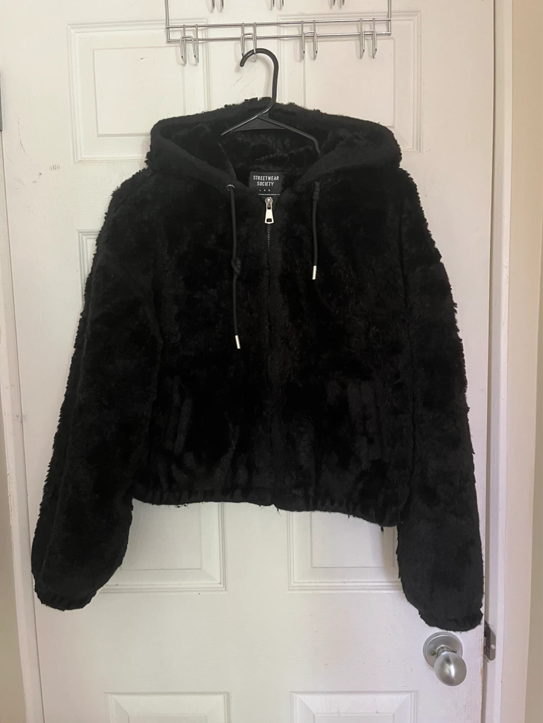 Streetwear Society Black Faux Fur Hoodie