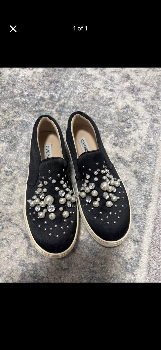Steve Madden Black Embellished Slip-On Sneakers