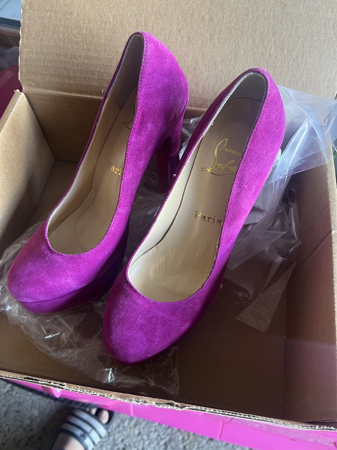 Christian Louboutin Suede Platform Heels velvet