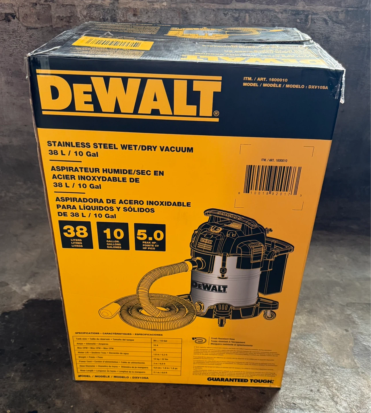 DeWalt 10 Gallon Stainless Steel Wet/Dry Vacuum