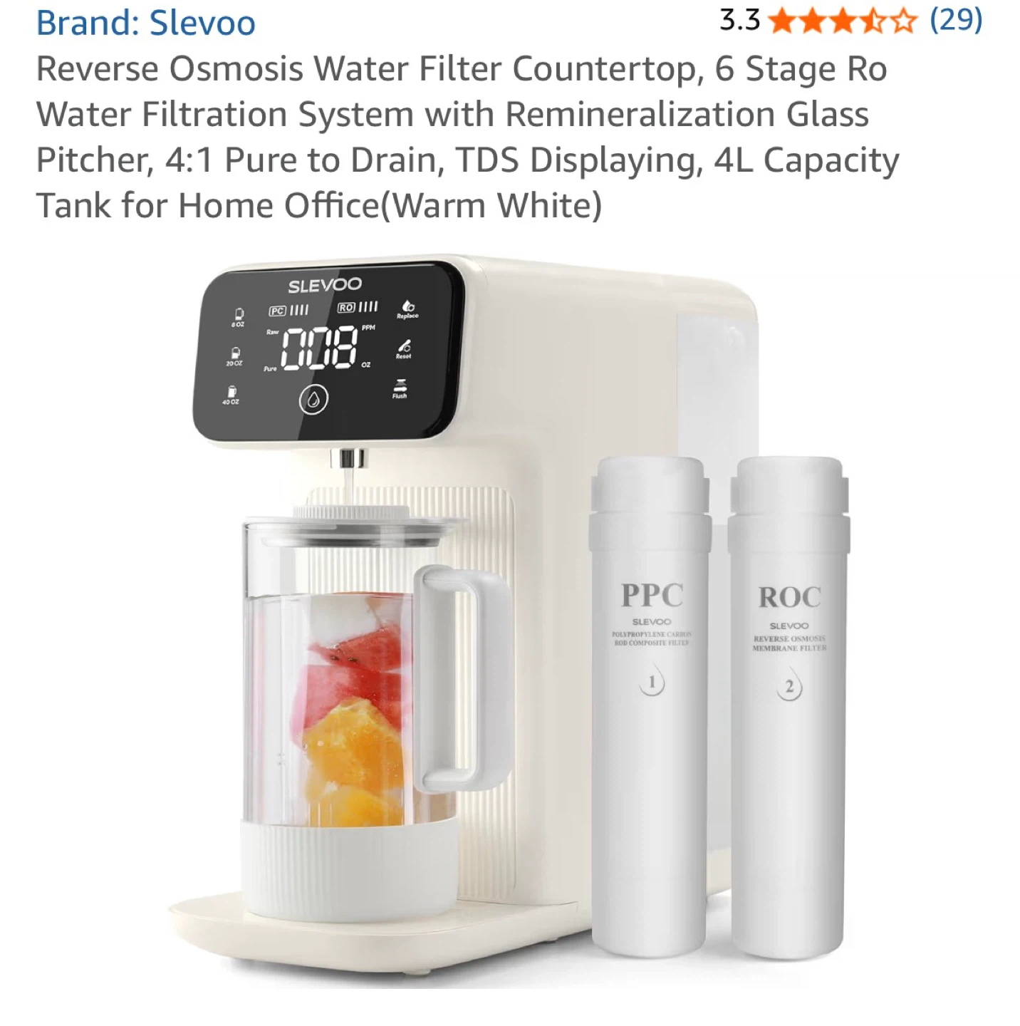 Slevoo Reverse Osmosis Water Filter Countertop