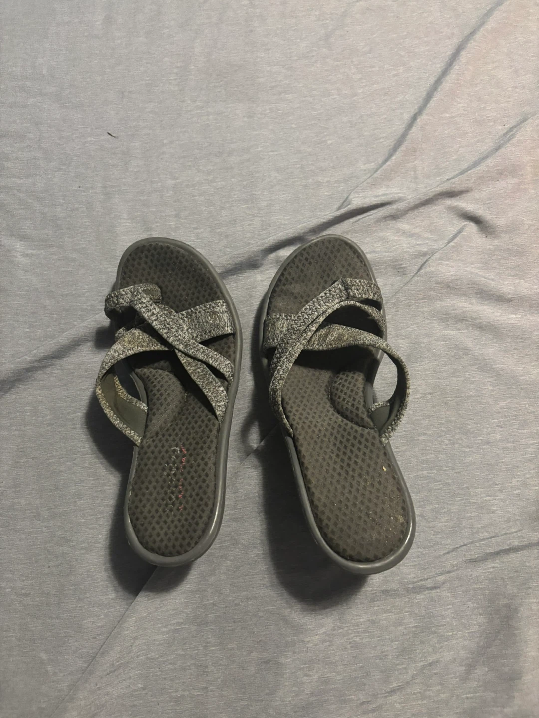Skechers Grey Criss-Cross Strap Sandals