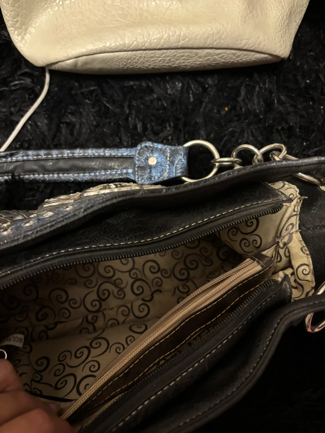 Embellished Satchel Purse with Cross and Wings Design - photo 5