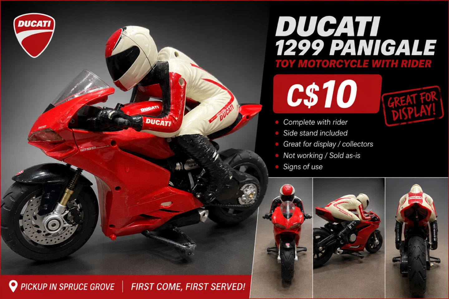 Ducati 1299 Panigale Toy Motorcycle with Rider