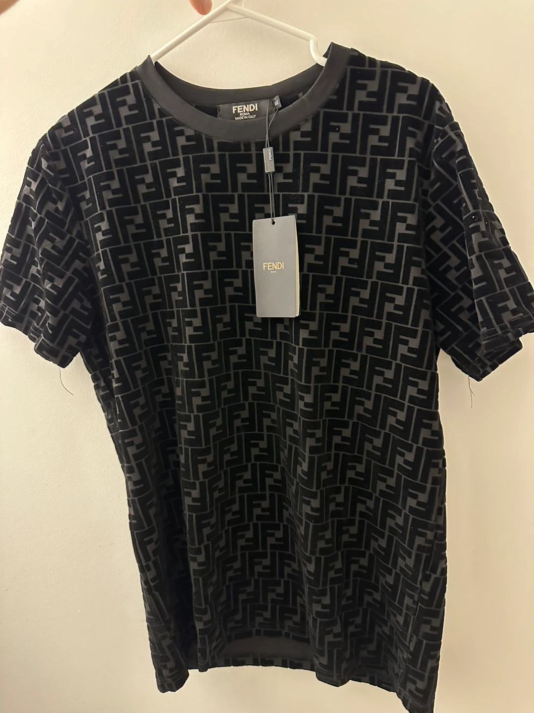 Fendi Black FF Velour T-Shirt