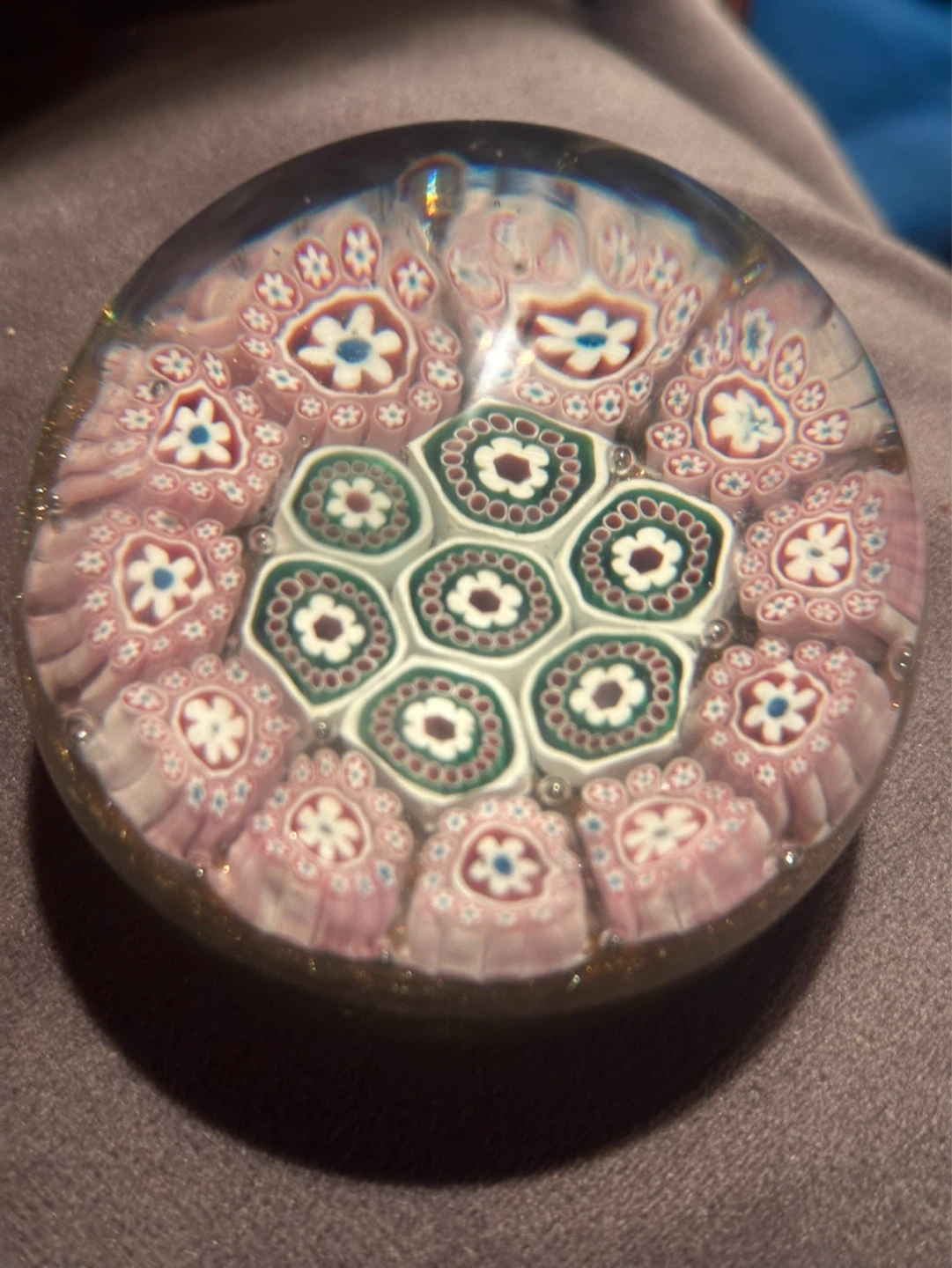 Murano concentric millefiori art glass paperweight - photo 2