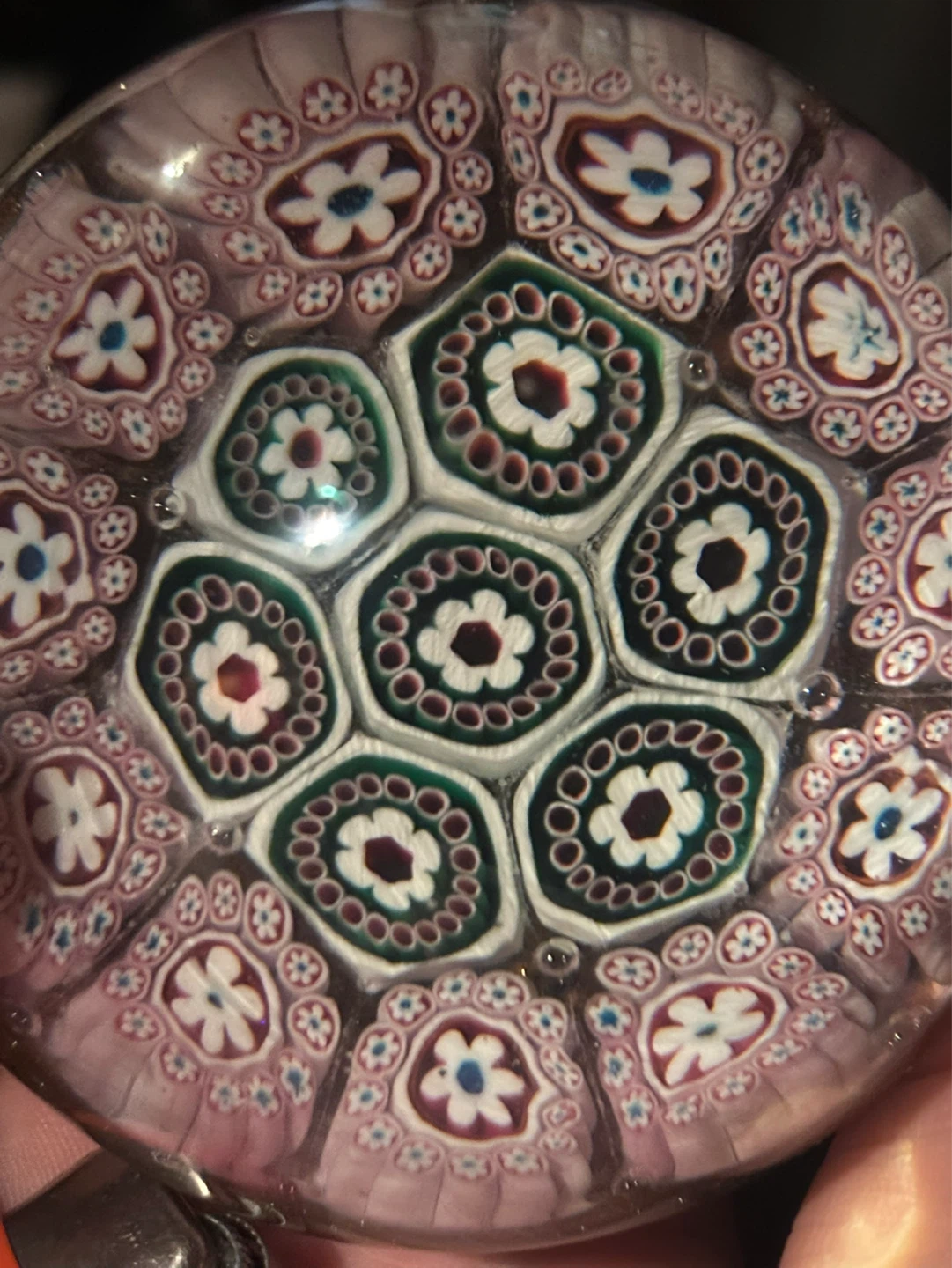 Murano concentric millefiori art glass paperweight - photo 4