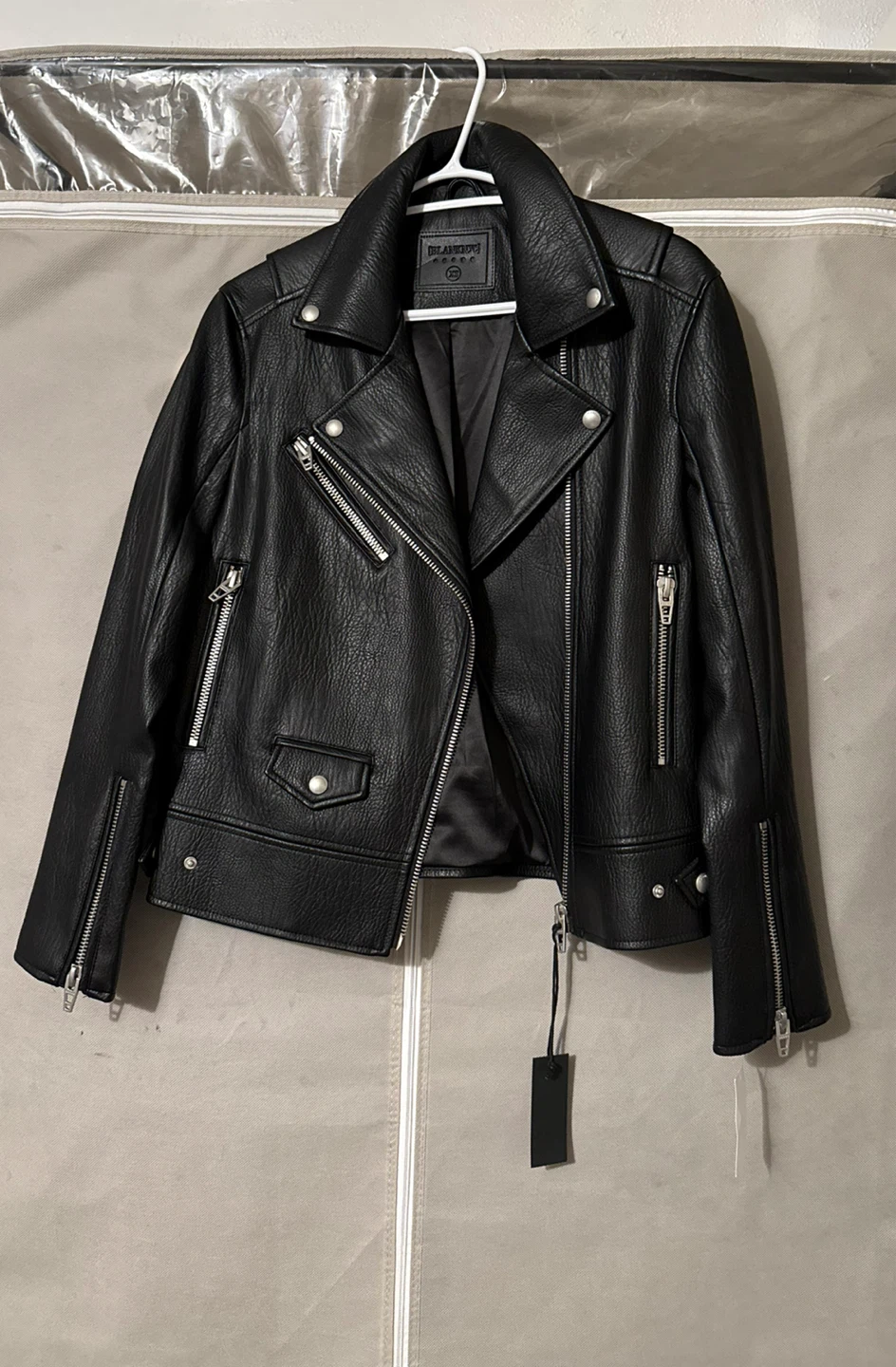 Black Faux Leather Moto Jacket XS