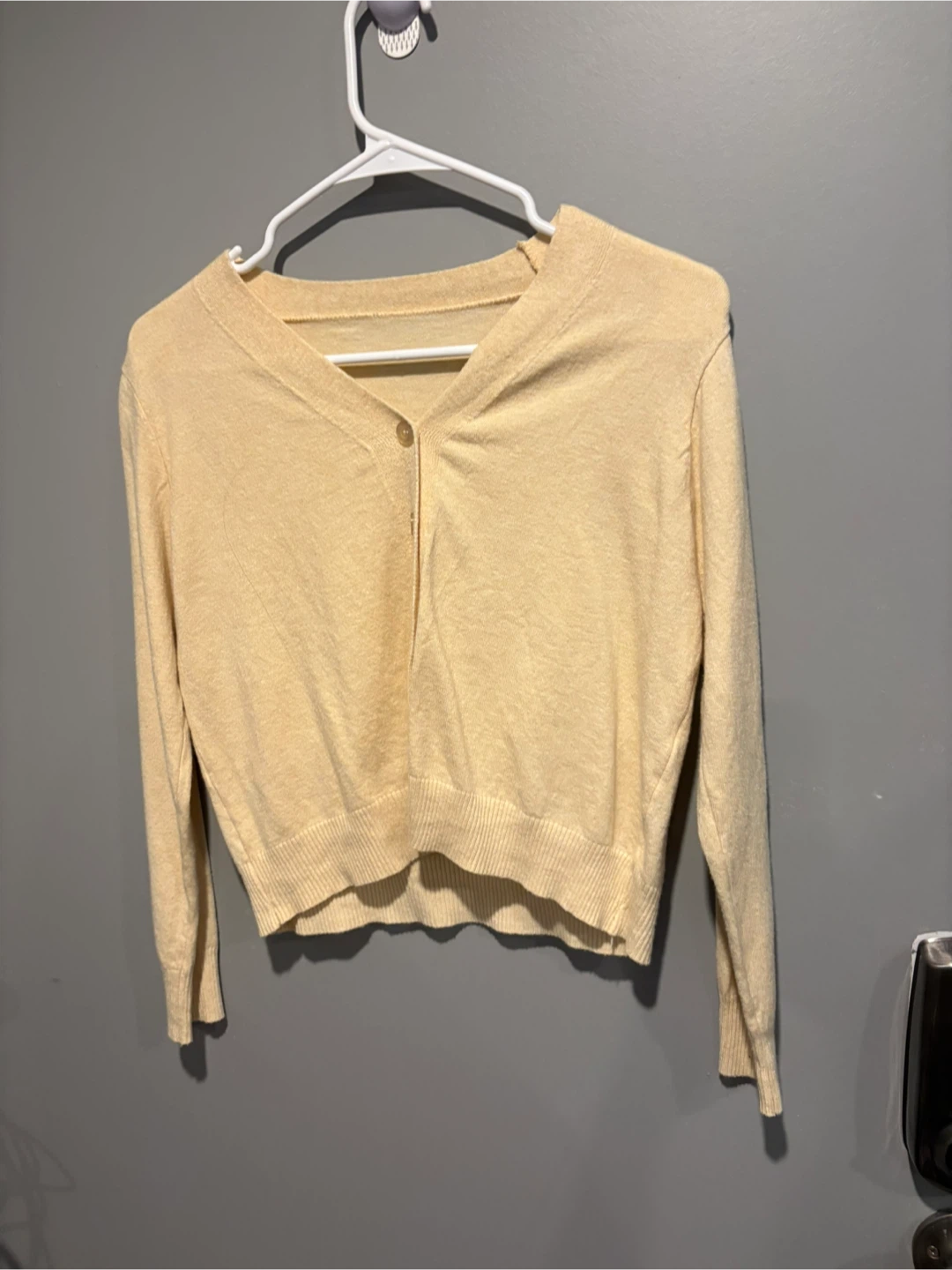 Light Yellow V-Neck Cardigan