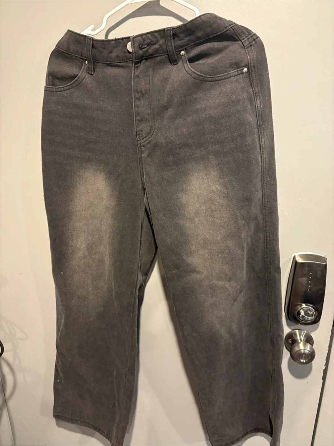 Washed Black Wide Leg Jeans