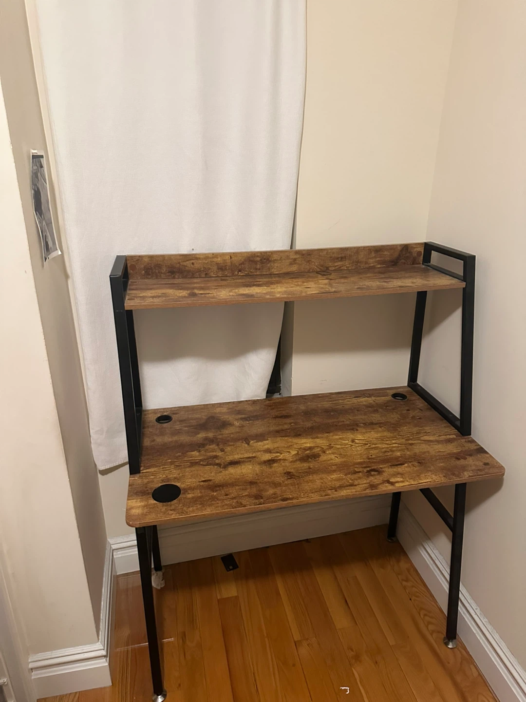 Rustic Wood Computer Desk with Shelf - photo 2