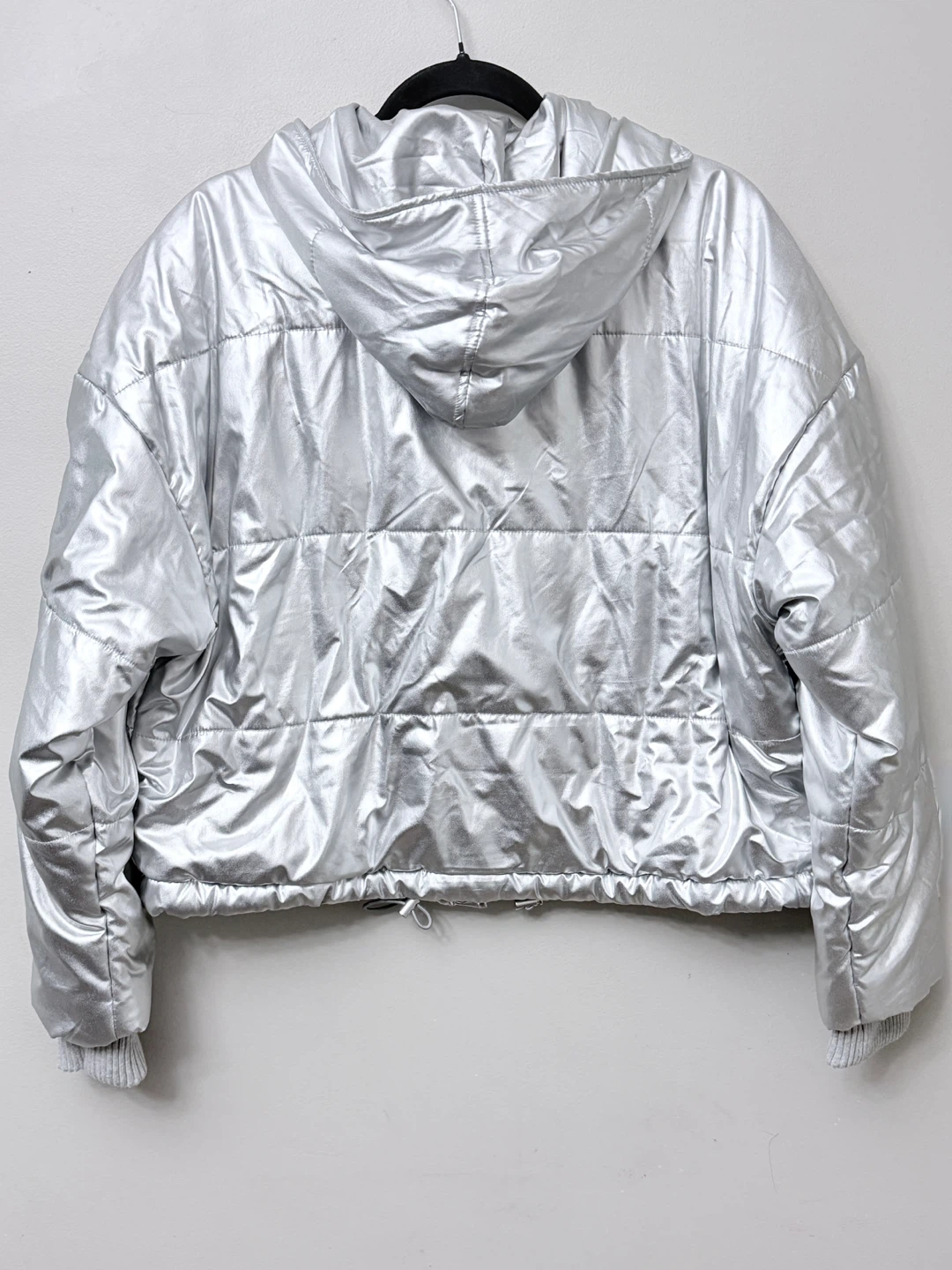 Splendid Metallic Silver Hooded Puffer Jacket Coat Medium - photo 4