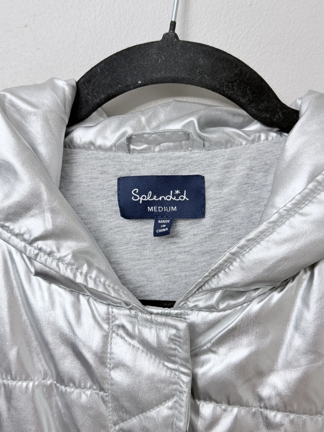 Splendid Metallic Silver Hooded Puffer Jacket Coat Medium - photo 2