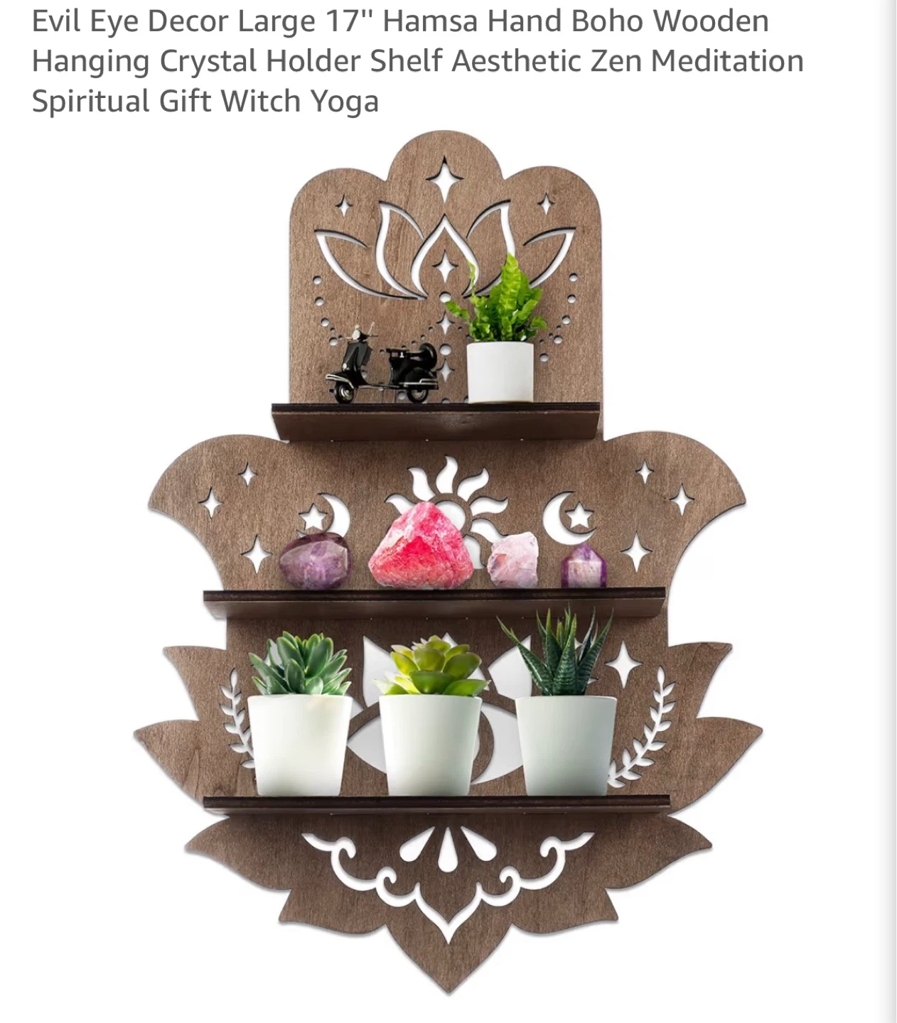 Evil Eye Hamsa Hand Wooden Shelf